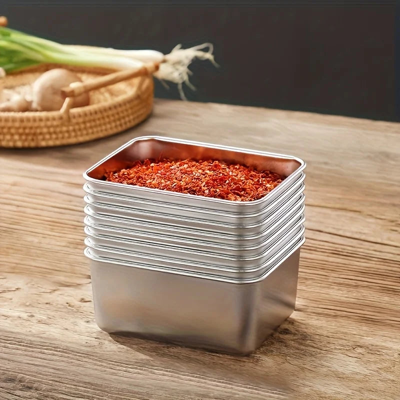 Stainless Steel Garnish Box – 8 Compartments