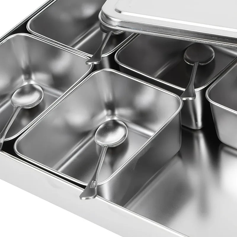 Stainless Steel Garnish Box – 4 Compartments