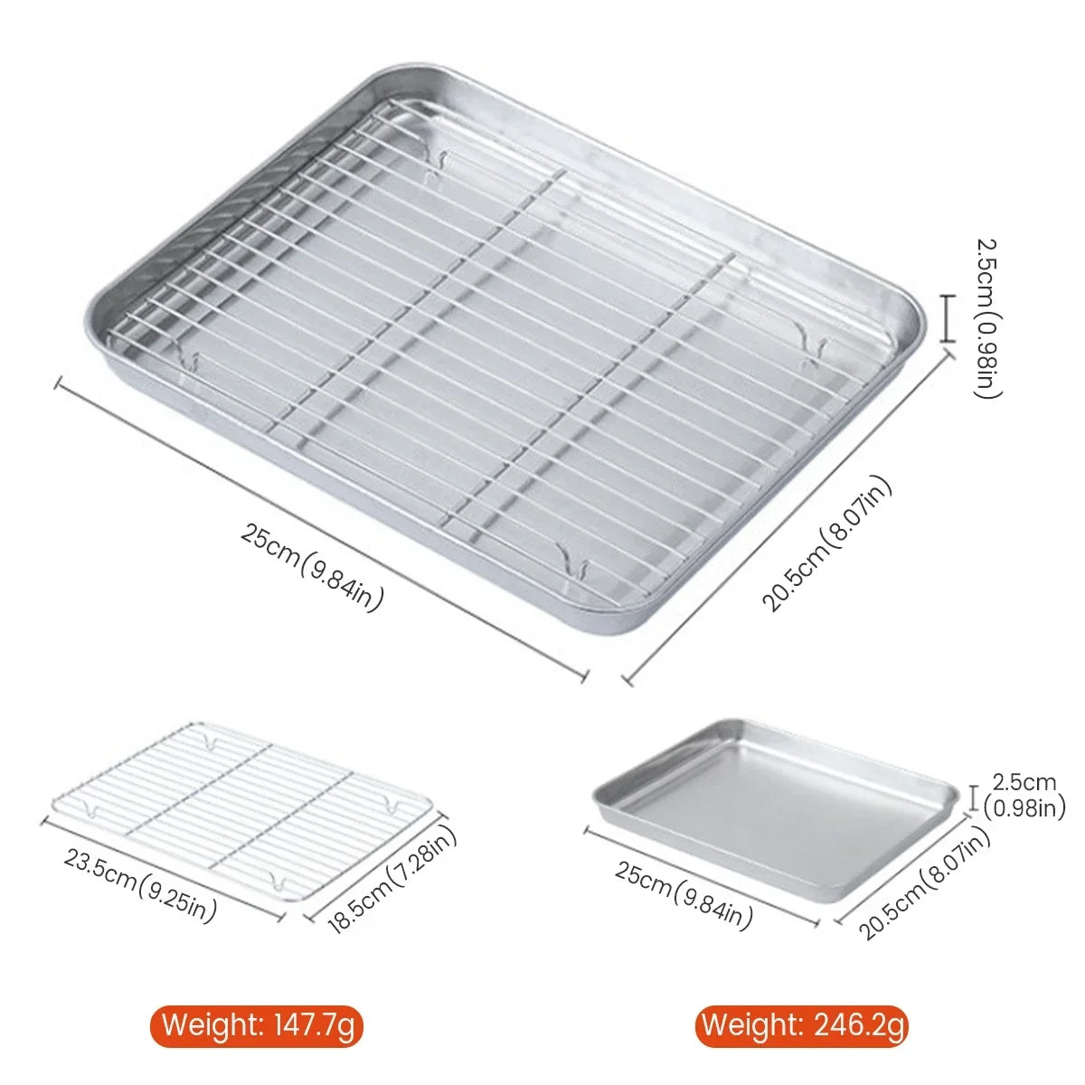 Stainless Steel Tray with Wire Rack